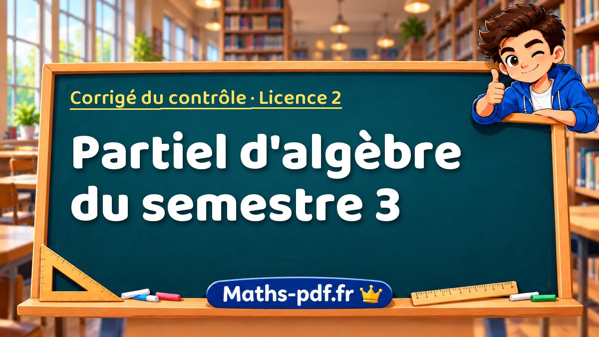 Partiel d'algèbre du semestre 3 – Corrigé du contrôle en Licence 2 sur Maths-pdf.fr
