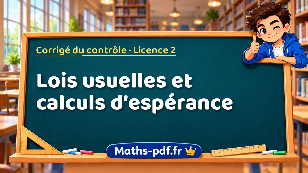 Lois usuelles et calculs d'espérance – Corrigé du contrôle en Licence 2 sur Maths-pdf.fr