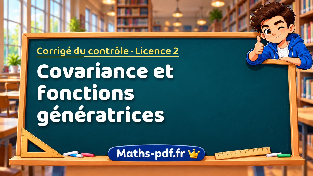 Covariance et fonctions génératrices – Corrigé du contrôle en Licence 2 sur Maths-pdf.fr