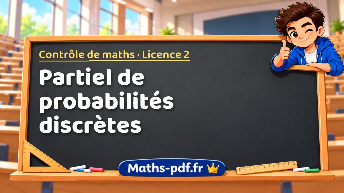 Partiel de probabilités discrètes – Contrôle de maths en Licence 2 sur Maths-pdf.fr