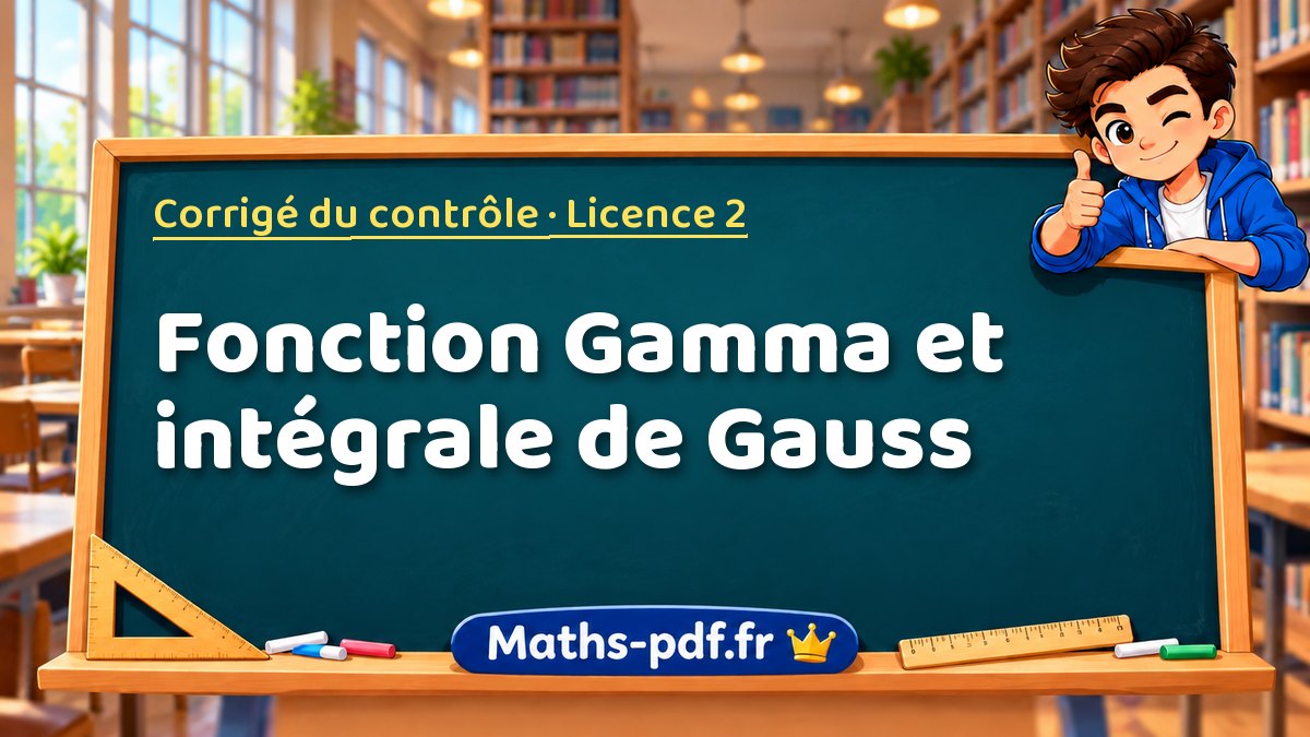 Fonction Gamma et intégrale de Gauss – Corrigé du contrôle en Licence 2 sur Maths-pdf.fr