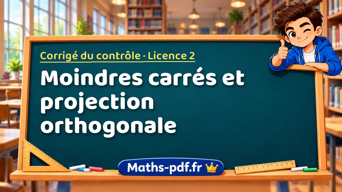 Moindres carrés et projection orthogonale – Corrigé du contrôle en Licence 2 sur Maths-pdf.fr