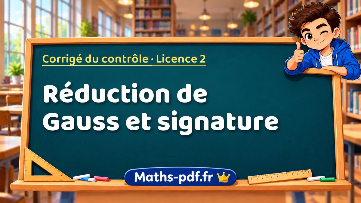 Réduction de Gauss et signature – Corrigé du contrôle en Licence 2 sur Maths-pdf.fr