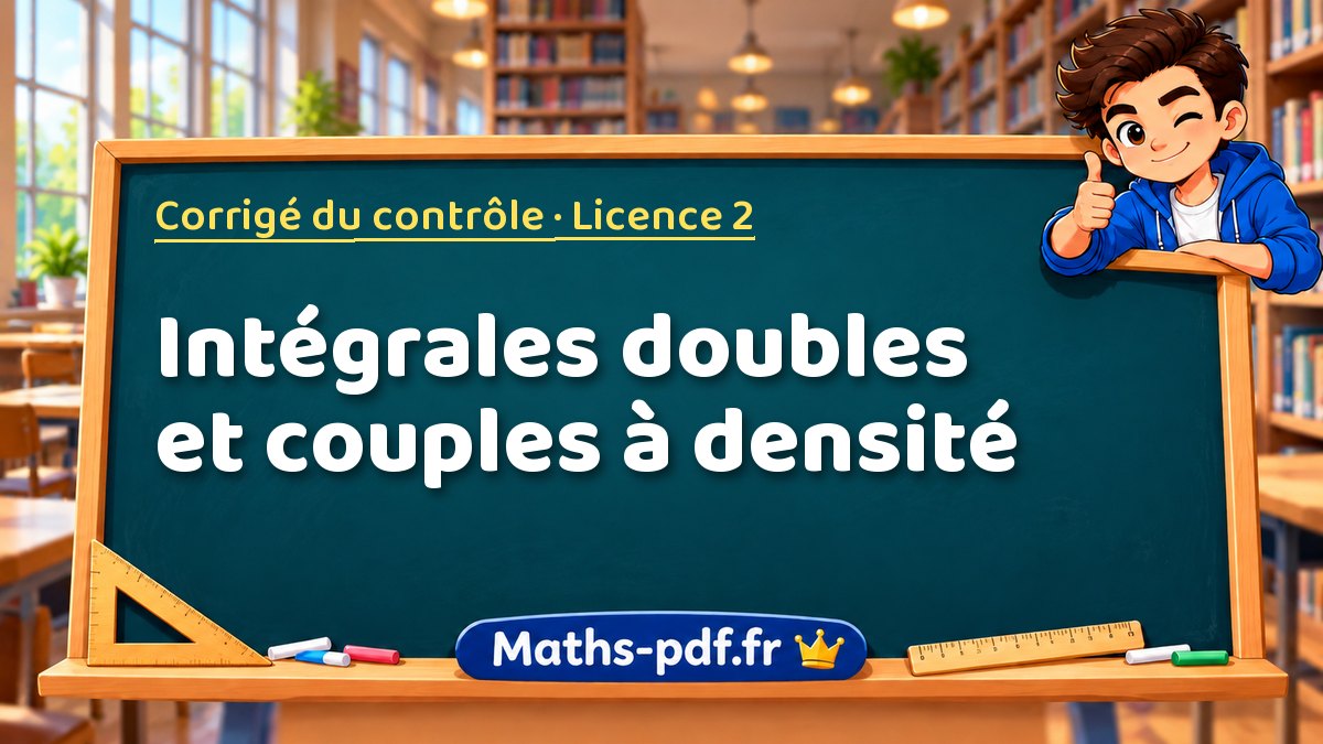 Intégrales doubles et couples à densité – Corrigé du contrôle en Licence 2 sur Maths-pdf.fr