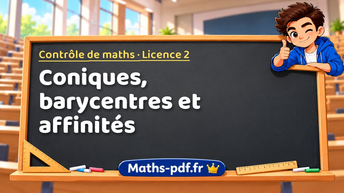 Coniques, barycentres et affinités – Contrôle de maths en Licence 2 sur Maths-pdf.fr