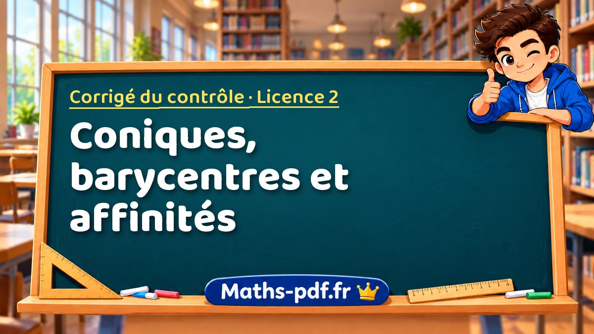 Coniques, barycentres et affinités – Corrigé du contrôle en Licence 2 sur Maths-pdf.fr