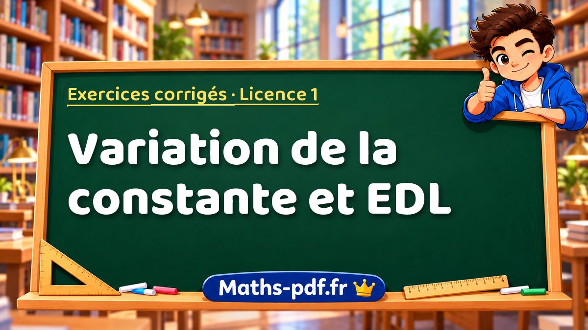 Variation de la constante et EDL – Exercices corrigés en Licence 1 sur Maths-pdf.fr