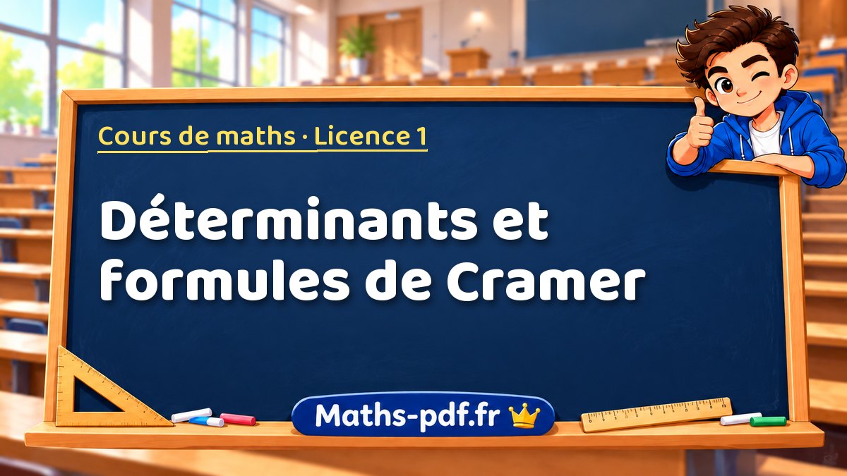 Déterminants et formules de Cramer – Cours de maths en Licence 1 sur Maths-pdf.fr