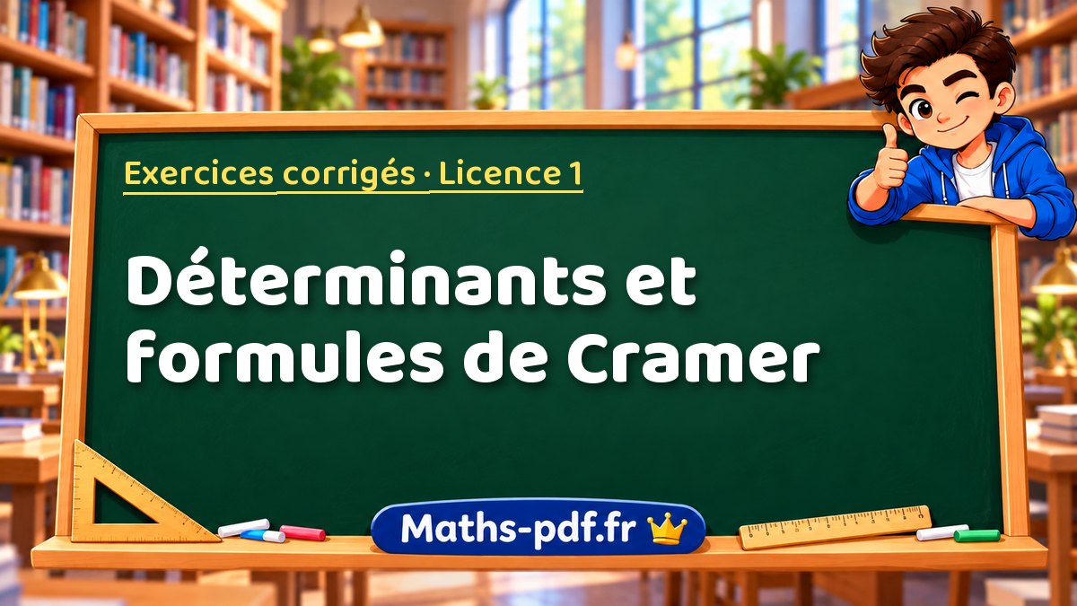 Déterminants et formules de Cramer – Exercices corrigés en Licence 1 sur Maths-pdf.fr