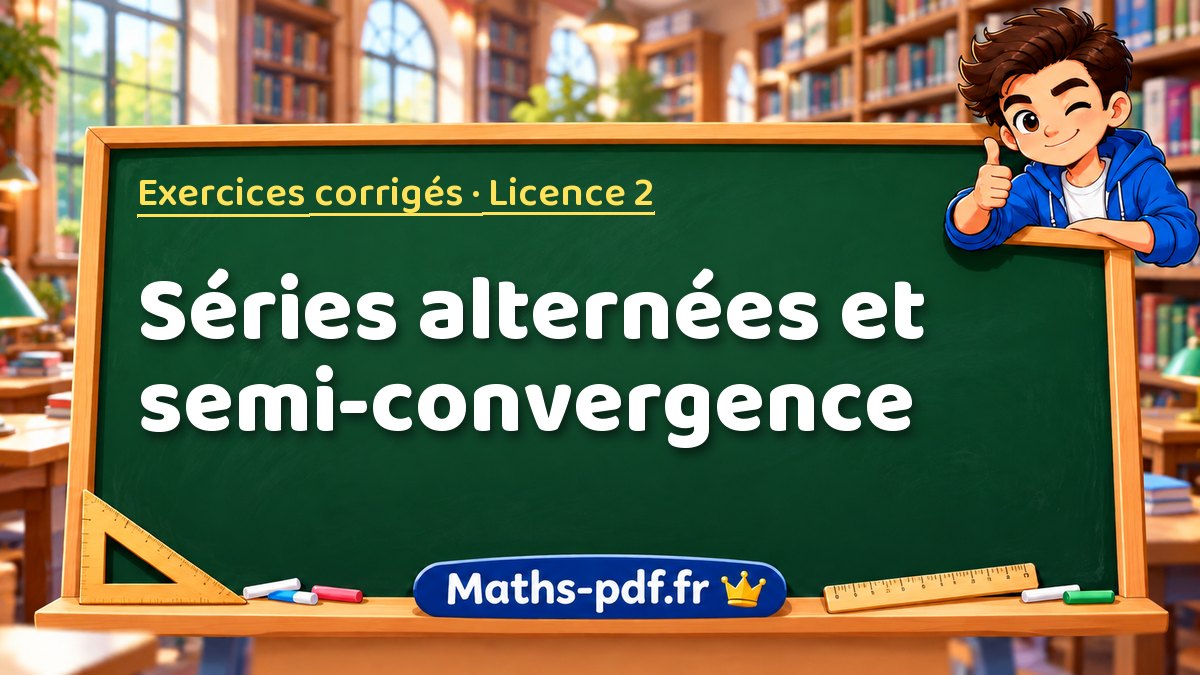 Séries alternées et semi-convergence – Exercices corrigés en Licence 2 sur Maths-pdf.fr