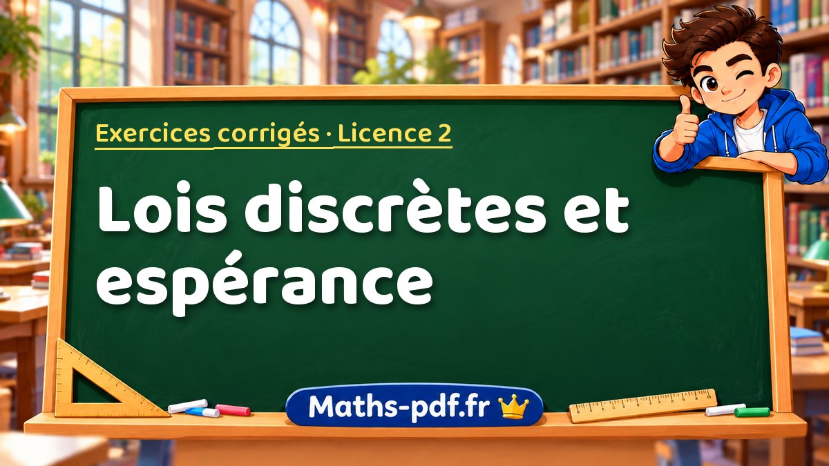 Lois discrètes et espérance – Exercices corrigés en Licence 2 sur Maths-pdf.fr