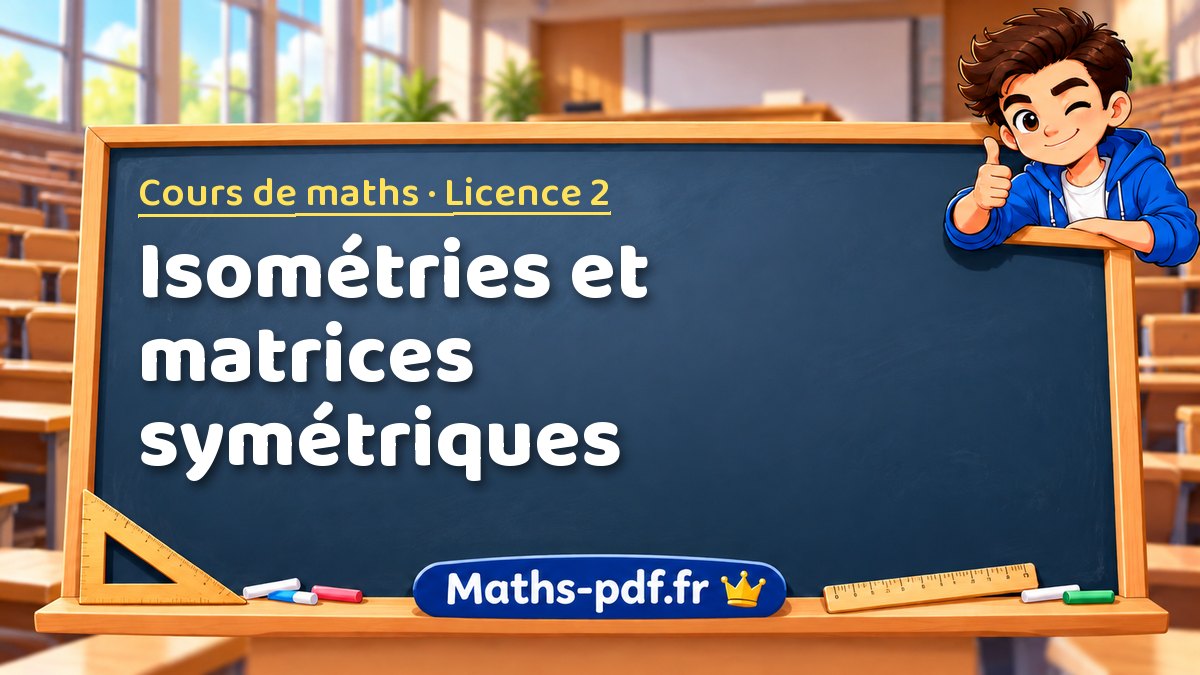 Isométries et matrices symétriques – Cours de maths en Licence 2 sur Maths-pdf.fr