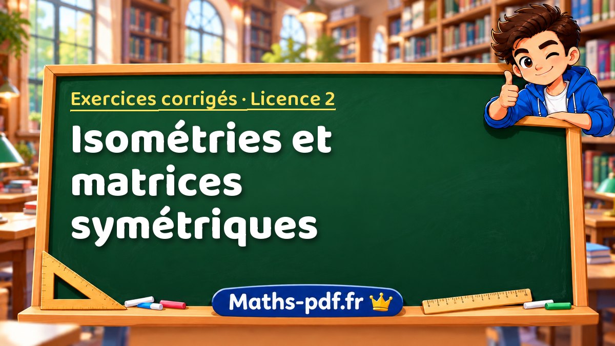 Isométries et matrices symétriques – Exercices corrigés en Licence 2 sur Maths-pdf.fr