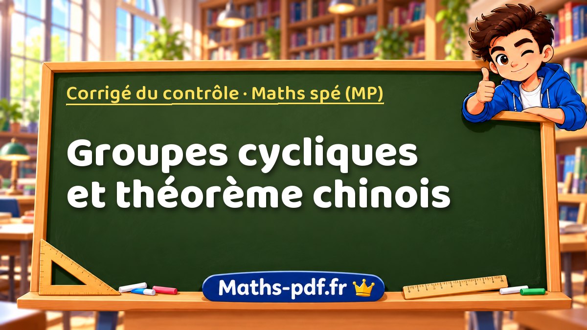 Groupes cycliques et théorème chinois – Corrigé du contrôle en Maths spé (MP) sur Maths-pdf.fr