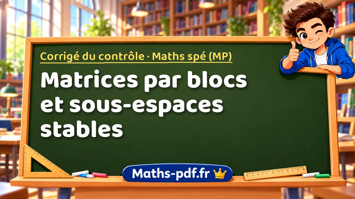 Matrices par blocs et sous-espaces stables – Corrigé du contrôle en Maths spé (MP) sur Maths-pdf.fr