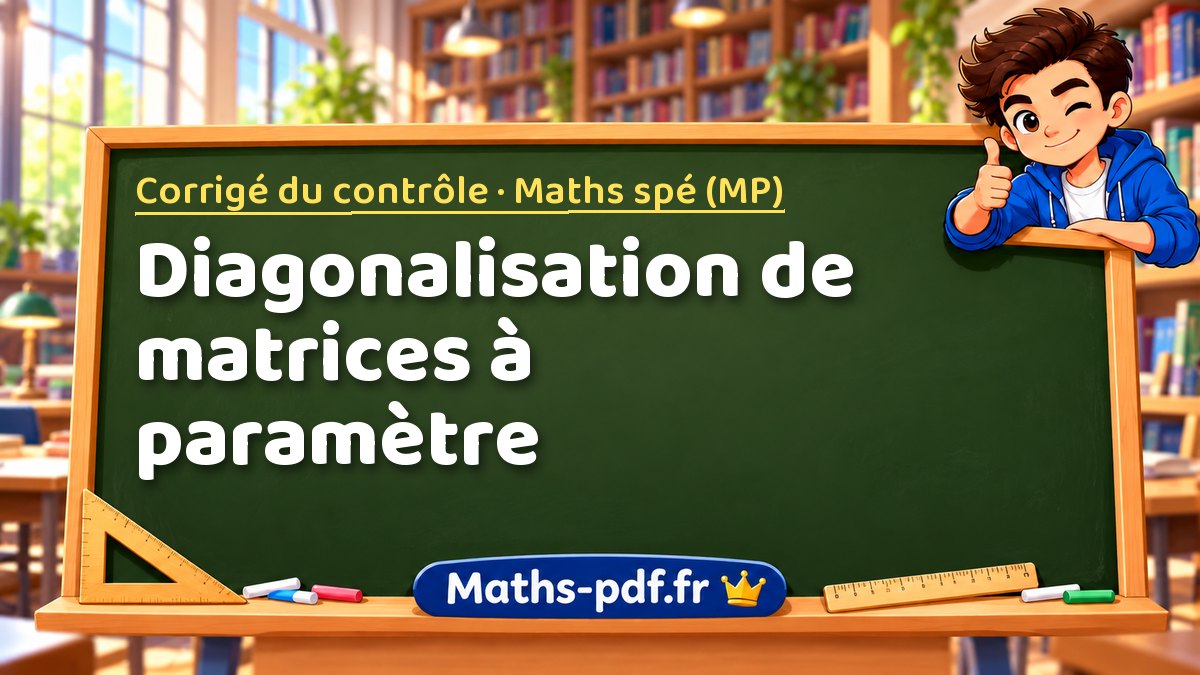 Diagonalisation de matrices à paramètre – Corrigé du contrôle en Maths spé (MP) sur Maths-pdf.fr