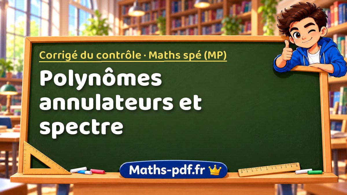 Polynômes annulateurs et spectre – Corrigé du contrôle en Maths spé (MP) sur Maths-pdf.fr