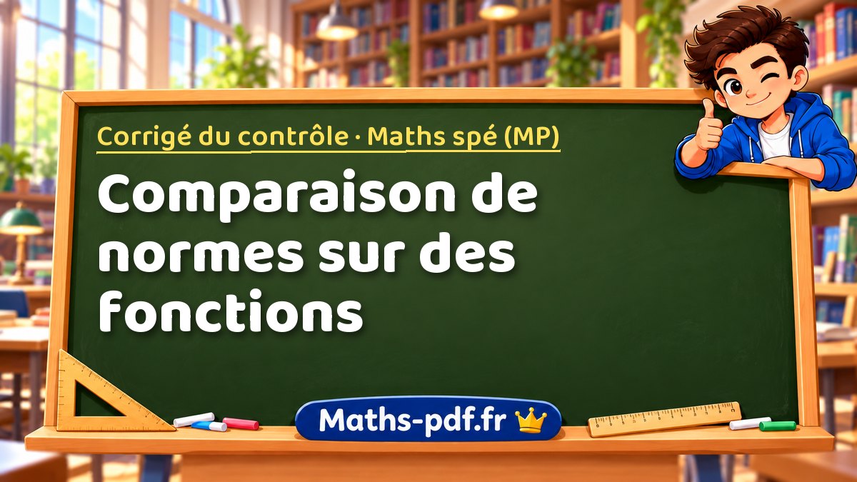 Comparaison de normes sur des fonctions – Corrigé du contrôle en Maths spé (MP) sur Maths-pdf.fr