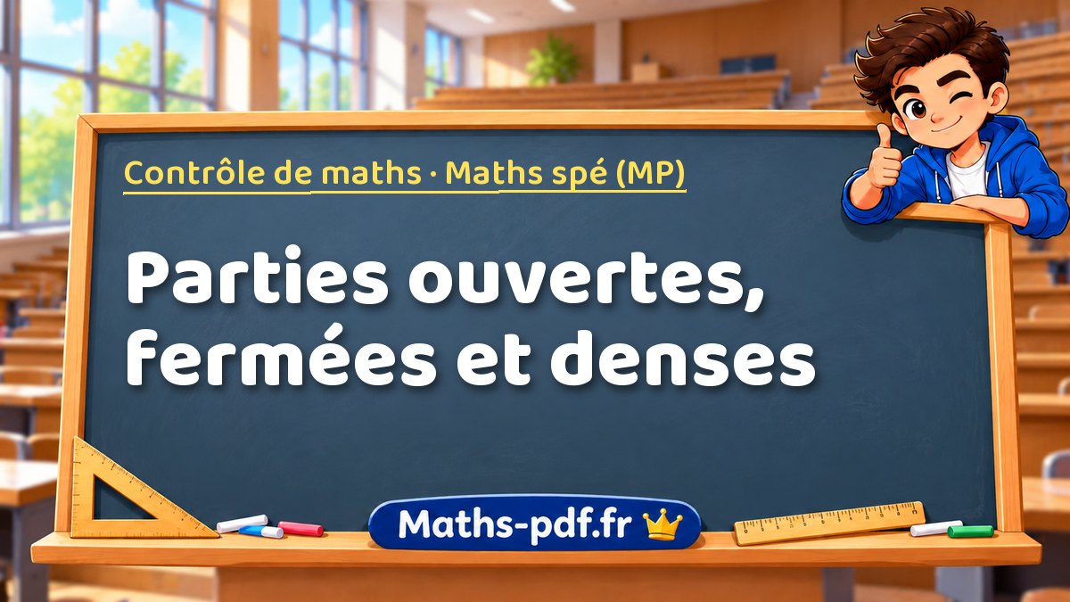Parties ouvertes, fermées et denses – Contrôle de maths en Maths spé (MP) sur Maths-pdf.fr