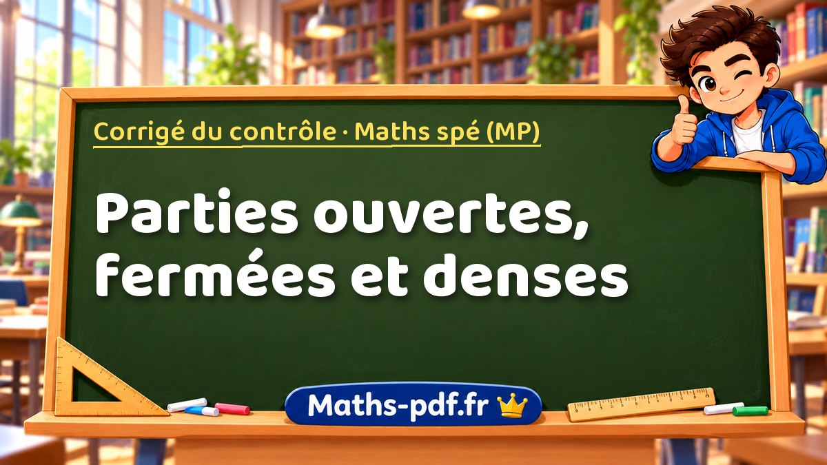 Parties ouvertes, fermées et denses – Corrigé du contrôle en Maths spé (MP) sur Maths-pdf.fr