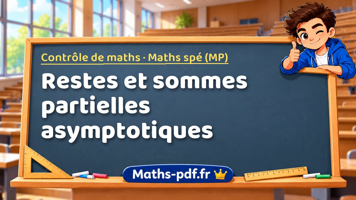 Restes et sommes partielles asymptotiques – Contrôle de maths en Maths spé (MP) sur Maths-pdf.fr