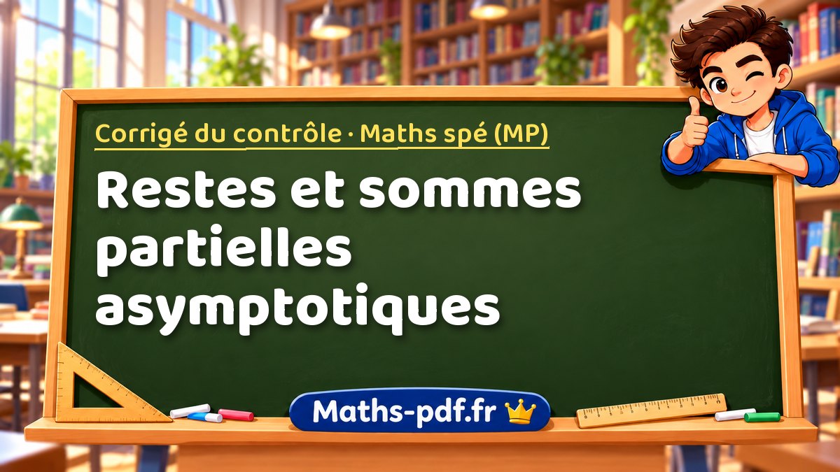 Restes et sommes partielles asymptotiques – Corrigé du contrôle en Maths spé (MP) sur Maths-pdf.fr