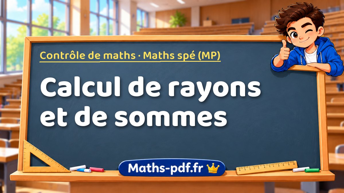 Calcul de rayons et de sommes – Contrôle de maths en Maths spé (MP) sur Maths-pdf.fr