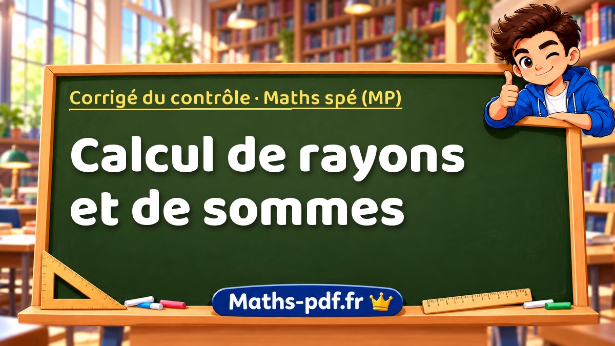 Calcul de rayons et de sommes – Corrigé du contrôle en Maths spé (MP) sur Maths-pdf.fr