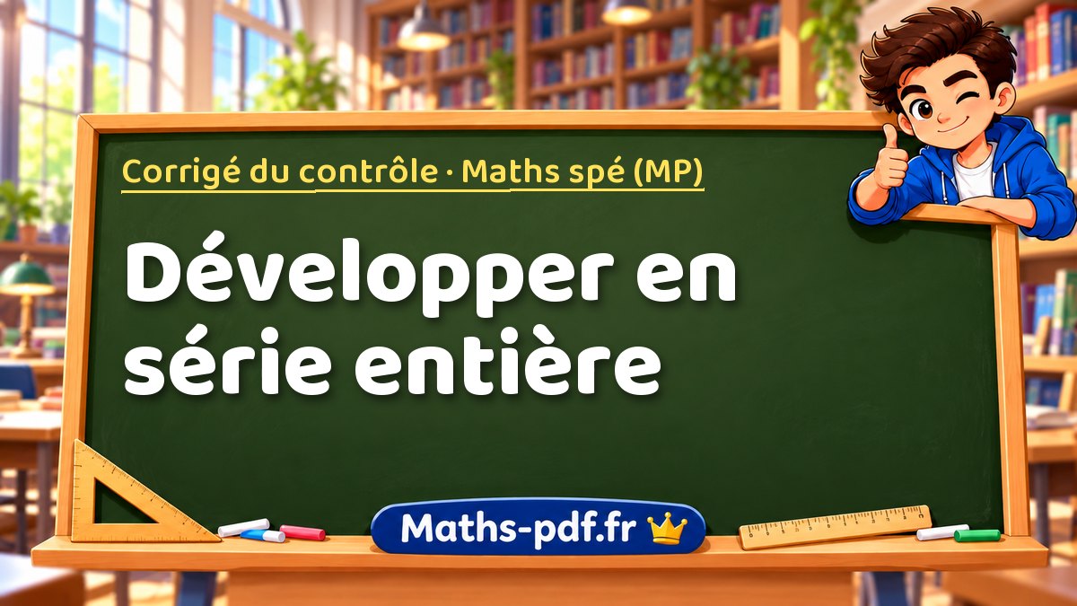 Développer en série entière – Corrigé du contrôle en Maths spé (MP) sur Maths-pdf.fr