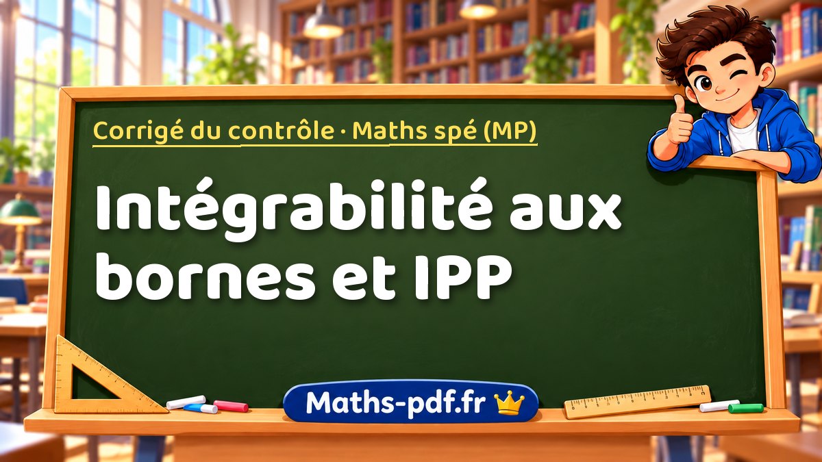 Intégrabilité aux bornes et IPP – Corrigé du contrôle en Maths spé (MP) sur Maths-pdf.fr