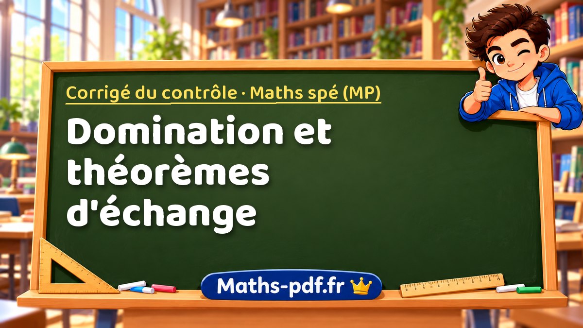 Domination et théorèmes d'échange – Corrigé du contrôle en Maths spé (MP) sur Maths-pdf.fr