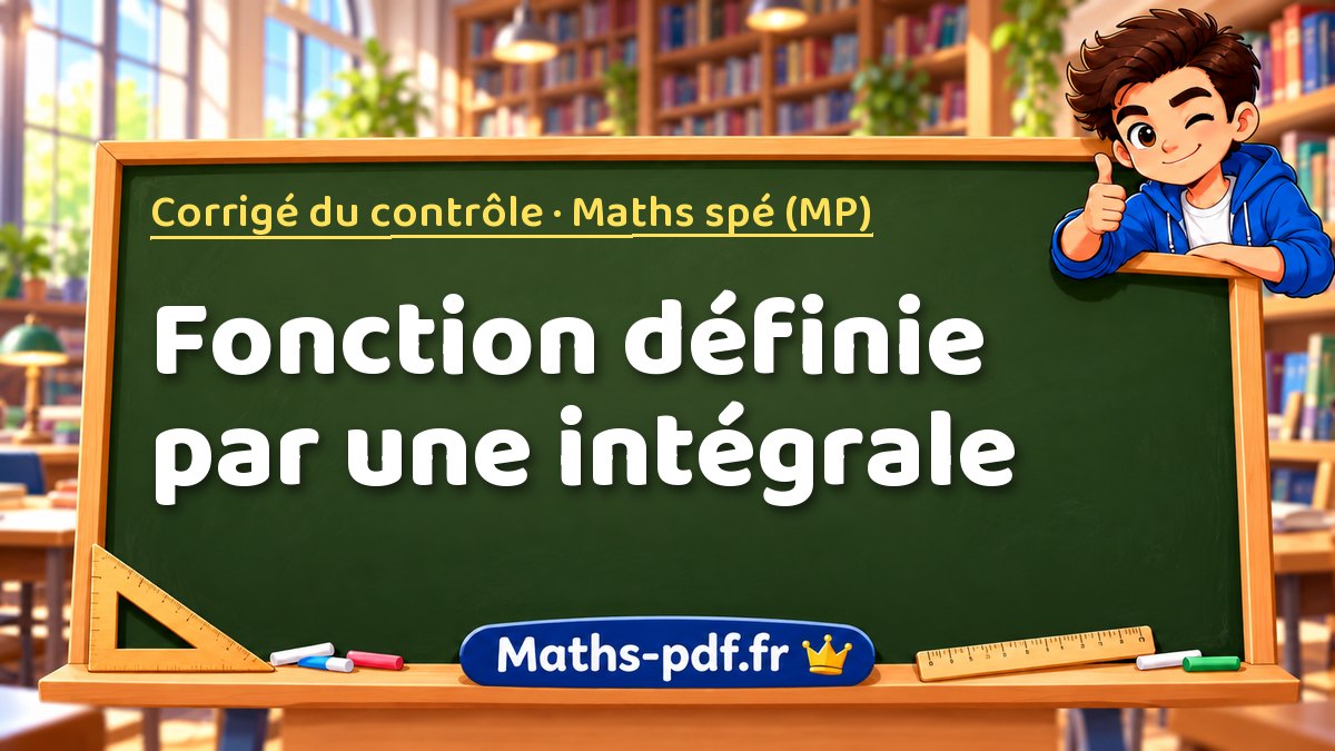 Fonction définie par une intégrale – Corrigé du contrôle en Maths spé (MP) sur Maths-pdf.fr