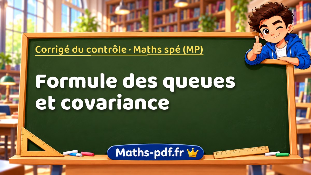 Formule des queues et covariance – Corrigé du contrôle en Maths spé (MP) sur Maths-pdf.fr