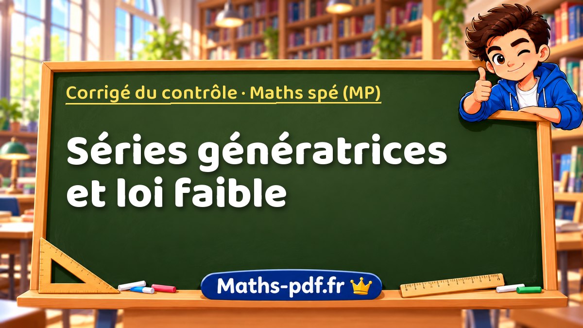Séries génératrices et loi faible – Corrigé du contrôle en Maths spé (MP) sur Maths-pdf.fr