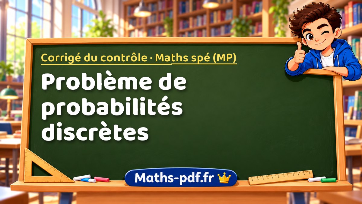Problème de probabilités discrètes – Corrigé du contrôle en Maths spé (MP) sur Maths-pdf.fr