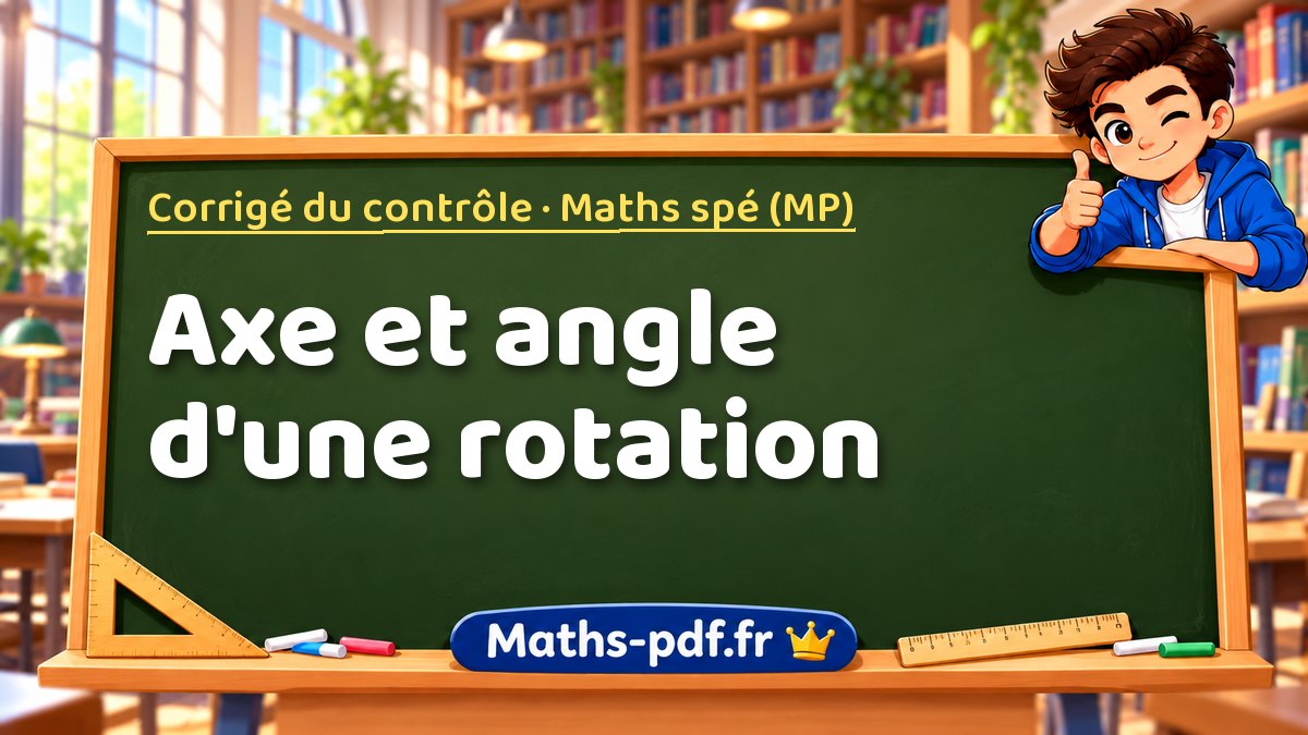 Axe et angle d'une rotation – Corrigé du contrôle en Maths spé (MP) sur Maths-pdf.fr