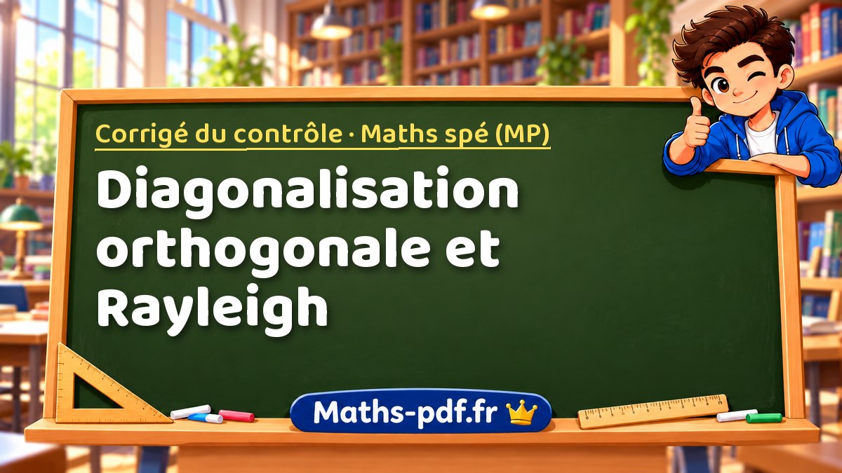 Diagonalisation orthogonale et Rayleigh – Corrigé du contrôle en Maths spé (MP) sur Maths-pdf.fr