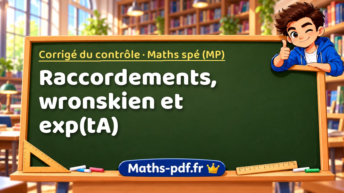 Raccordements, wronskien et exp(tA) – Corrigé du contrôle en Maths spé (MP) sur Maths-pdf.fr