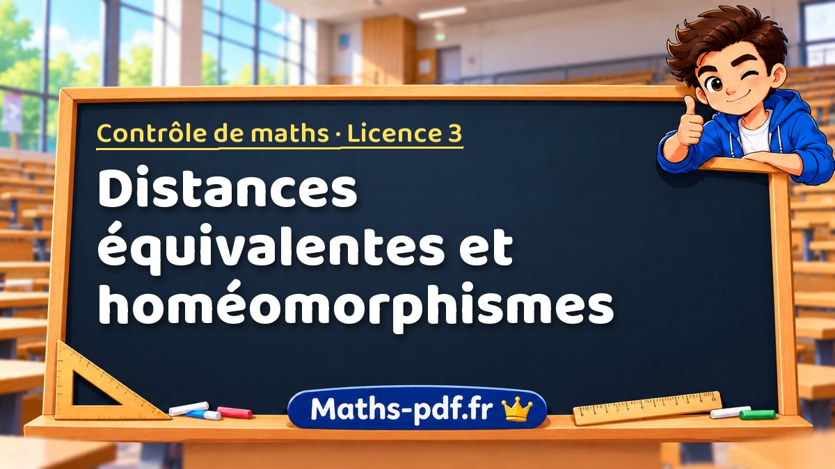 Distances équivalentes et homéomorphismes – Contrôle de maths en Licence 3 sur Maths-pdf.fr