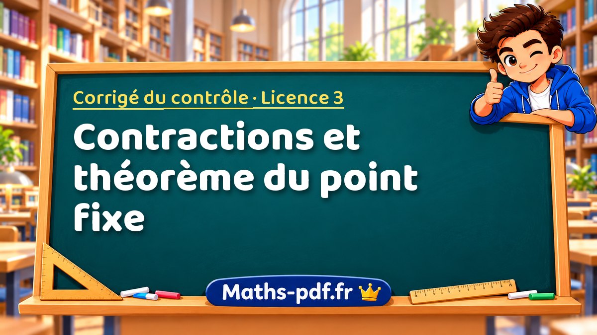 Contractions et théorème du point fixe – Corrigé du contrôle en Licence 3 sur Maths-pdf.fr