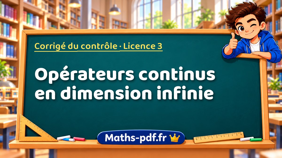 Opérateurs continus en dimension infinie – Corrigé du contrôle en Licence 3 sur Maths-pdf.fr