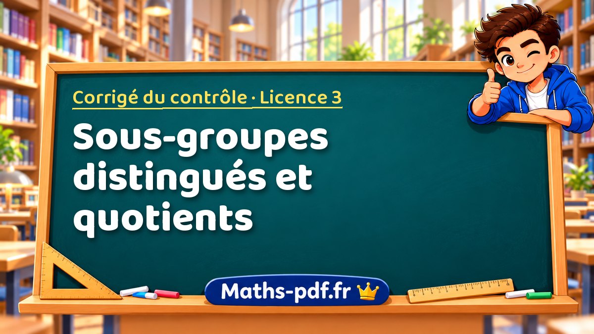 Sous-groupes distingués et quotients – Corrigé du contrôle en Licence 3 sur Maths-pdf.fr