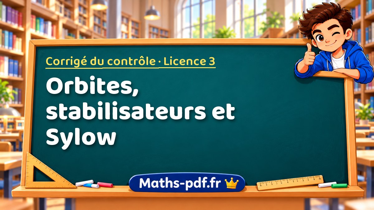 Orbites, stabilisateurs et Sylow – Corrigé du contrôle en Licence 3 sur Maths-pdf.fr