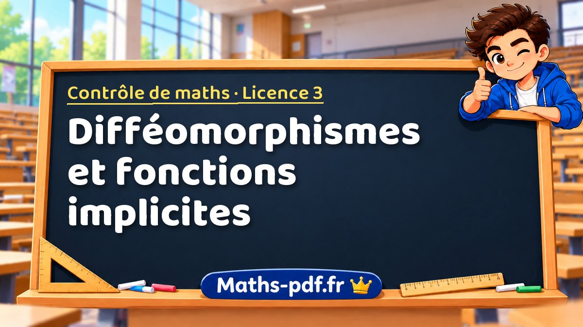 Difféomorphismes et fonctions implicites – Contrôle de maths en Licence 3 sur Maths-pdf.fr