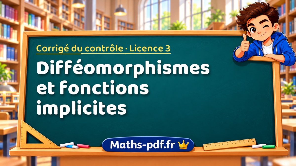 Difféomorphismes et fonctions implicites – Corrigé du contrôle en Licence 3 sur Maths-pdf.fr