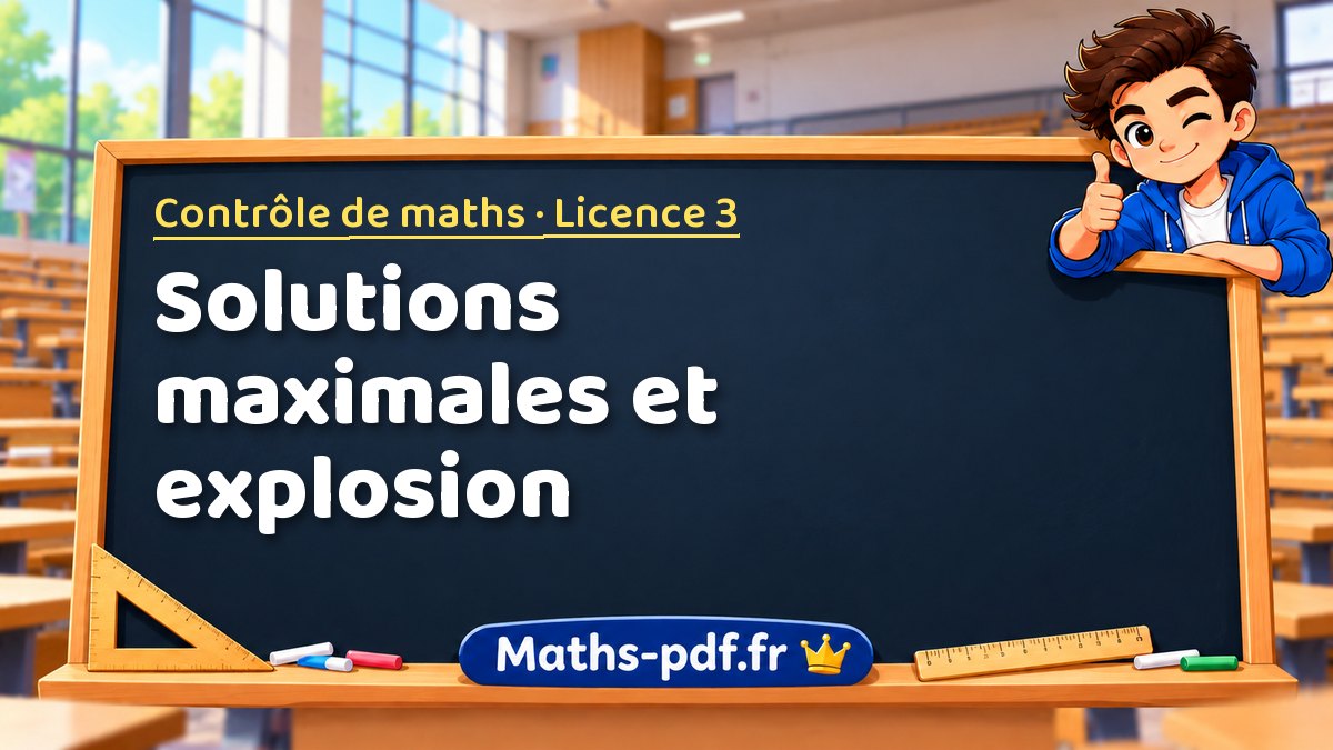 Solutions maximales et explosion – Contrôle de maths en Licence 3 sur Maths-pdf.fr