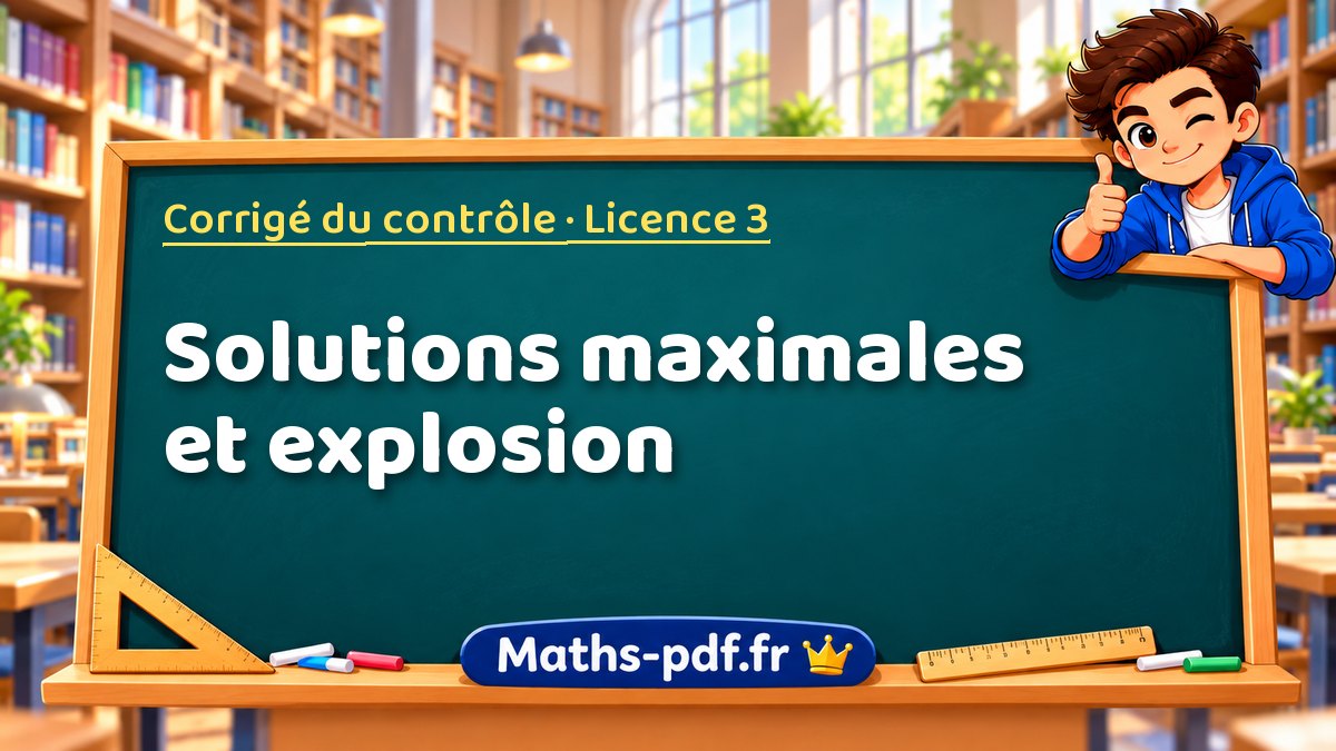 Solutions maximales et explosion – Corrigé du contrôle en Licence 3 sur Maths-pdf.fr