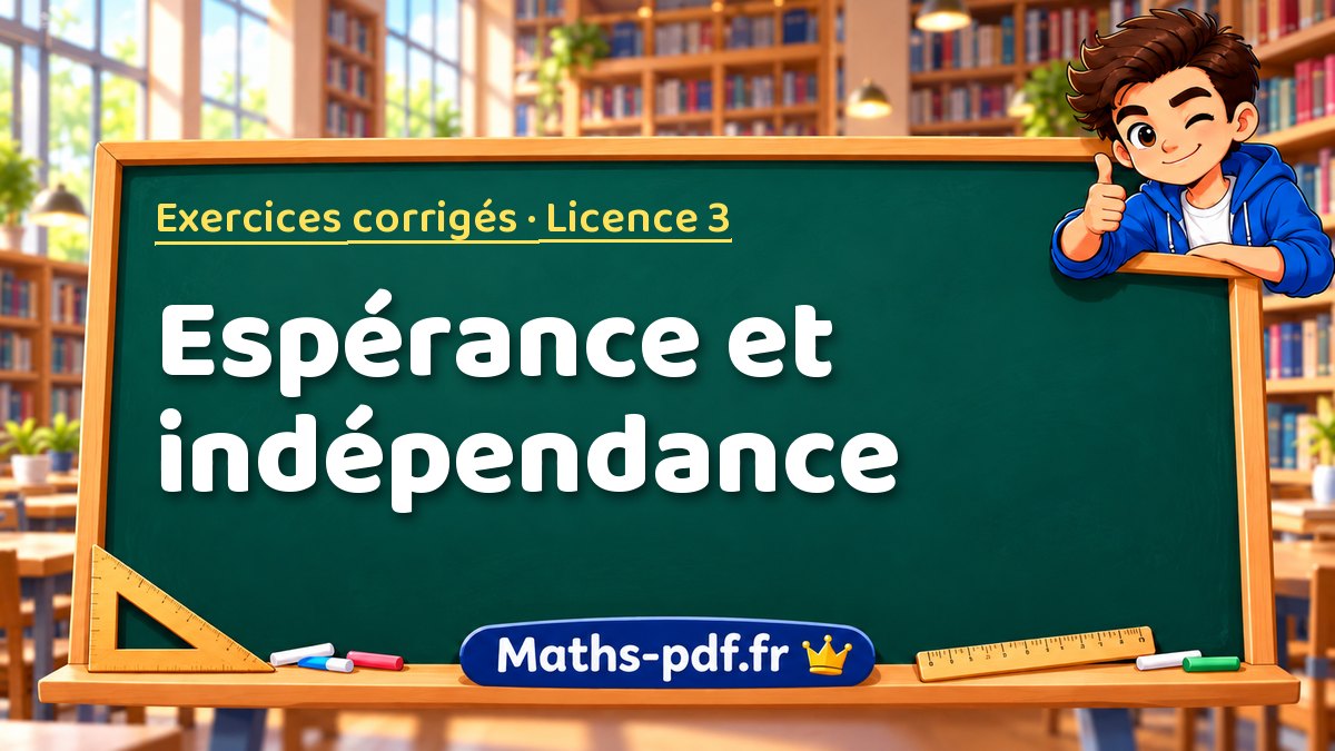 Espérance et indépendance – Exercices corrigés en Licence 3 sur Maths-pdf.fr