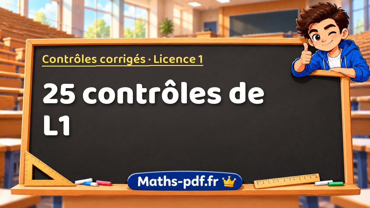 25 contrôles de L1 : cours, exercices, QCM et contrôles corrigés sur Maths-pdf.fr