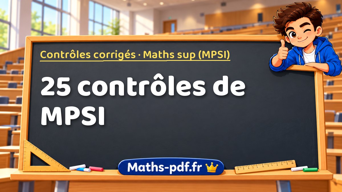25 contrôles de MPSI : cours, exercices, QCM et contrôles corrigés sur Maths-pdf.fr